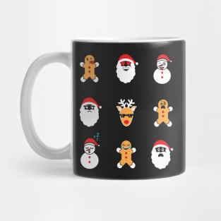 Funny Christmas. Snowmen, Cookie, Santa Emoji. Mug